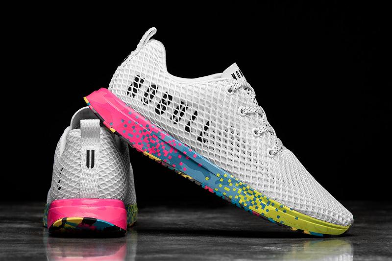 White Nobull Neon Glitch Mesh Runner Women's Running Shoes | CA W1660N